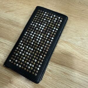 ViFive Unisex Leather Studded Black Wallet